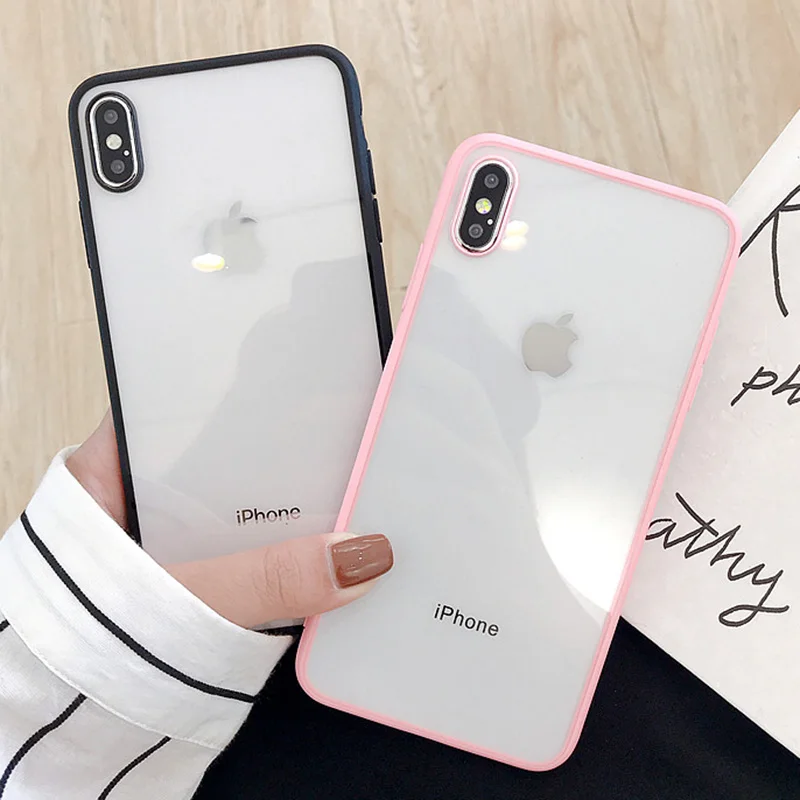 

Colorful Bumber Shoclproof Frame Transparent Phone Case For iPhone 11 X XS XS Max 6 6s 7 8 Plus Clear Soft Silicone Back Cover