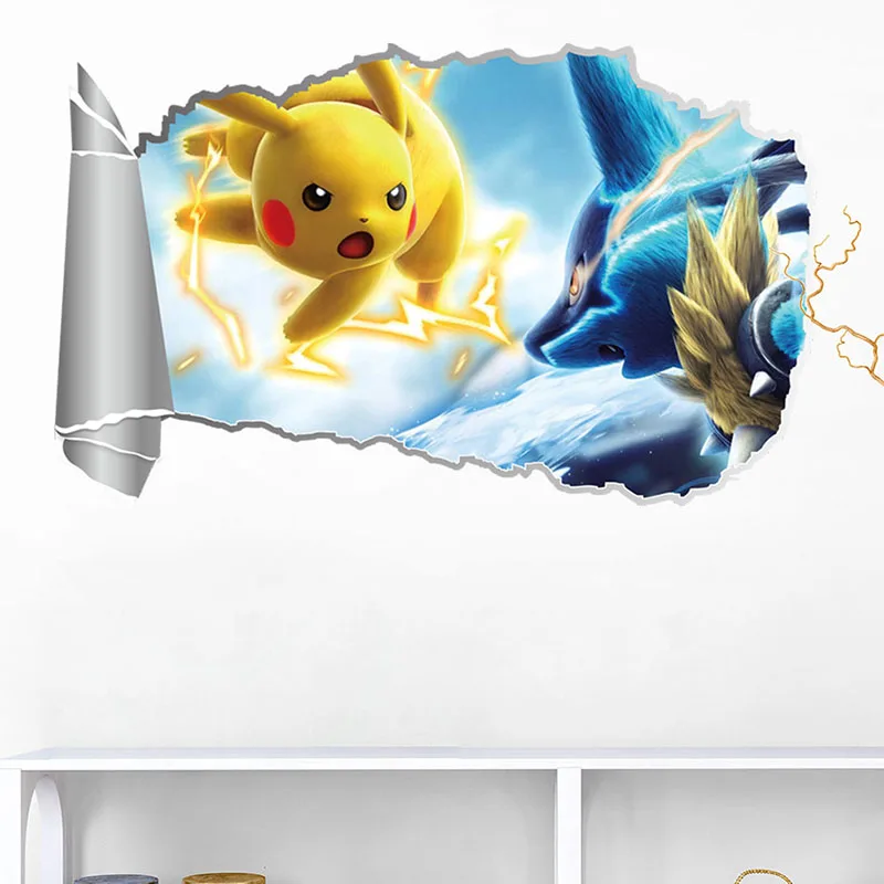 Pikachu Animation Wall Stickers For Kids Rooms Home Decor Living Room PVC Decoration Accessories Mural Wall Art Decals