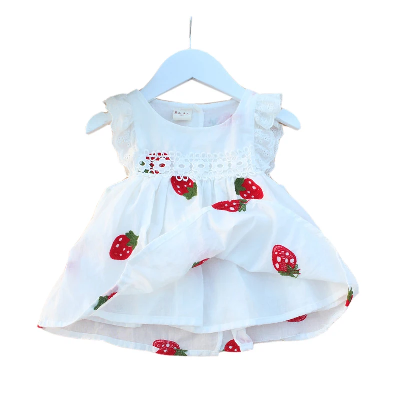 Flower Strawberry Embroidery Baby Dress 2018 New Summer Casual Newborn