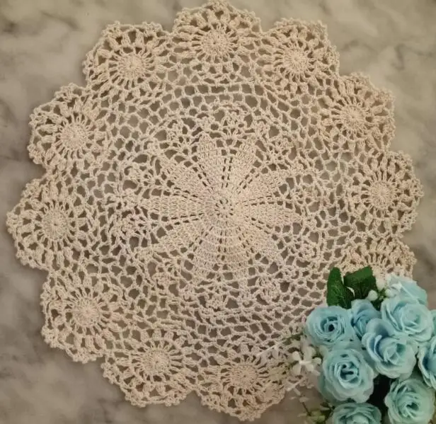 Modern Cotton Lace Crochet Doily Table Napkin Round Tablecloth Placemat Mat Cup Pad Drink Coaster Set Coffee Table Decorations