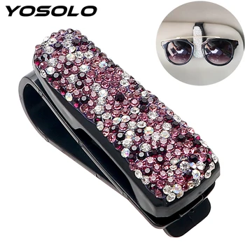 

YOSOLO Rhinestone Diamond Glasses Cases Sun Visor Sunglasses Eyeglasses Holder Storage Holder Portable Auto Fastener Clip
