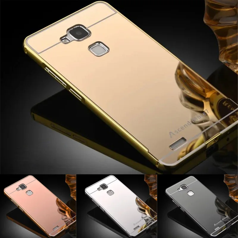 

Huawei Mate 7 Case Plating Metal Frame Cover with Mirror Effect Back Cover Hard Phone Case for Huawei Ascend Mate 7 Mate7 6.0