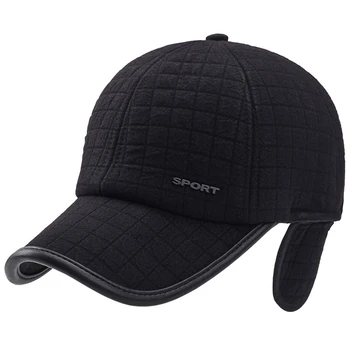 

HT1872 Men Caps Hats Warm Hats for Winter Baseball Caps Casual Dad Hats with Ear Flap Elder Man Snapback Baseball Hats for Men