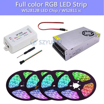 

5m-20m kit WS2812B 30leds/m RGB Dream Full Color Smart Addressable Pixel +SP105 Bluetooth LED Controller+5V LED Power set