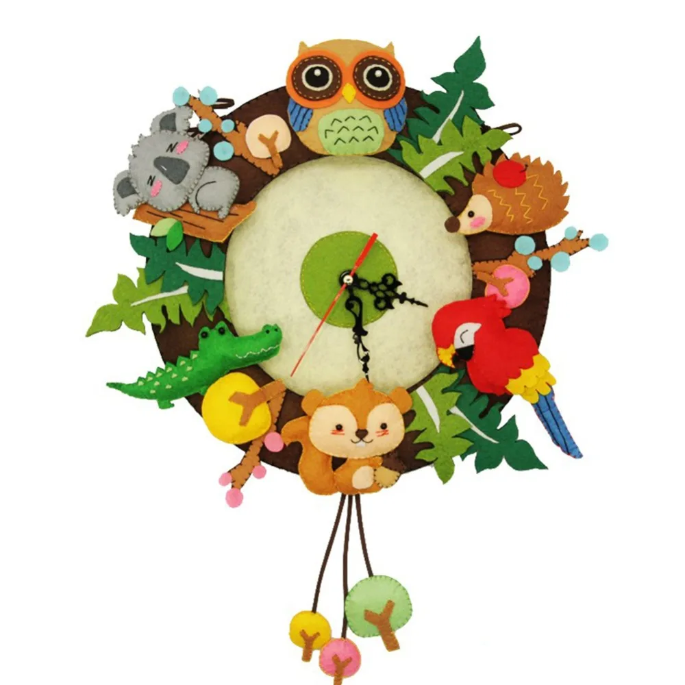 

Cartoon Creativity DIY Children Non-Woven Felt Collage Toys Forest Animal Theme Handmade Cloth Art Retro Toys Room Decoration