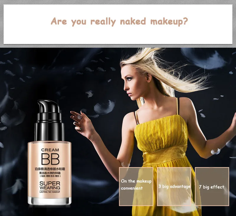Bioaqua  Moisturizing BB Cream Face Care Foundation Natural Flawless Refreshing Base Makeup Cover Facial Whitening Concealer