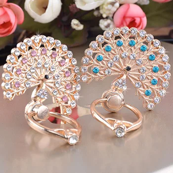 

SEKINEW Peacock Rhinestone Car Grip Holder Stand Finger Ring Mount For Phone Universal Peacock Holder Phone Case