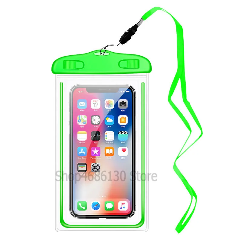 Водонепроницаемый мобильный телефон чехол для iPhone X Xs Max Xr 8 7 для samsung S9 S8 ясно ПВХ герметичный подводный для мобильных телефонов сухой Чехол - Цвет: Зеленый