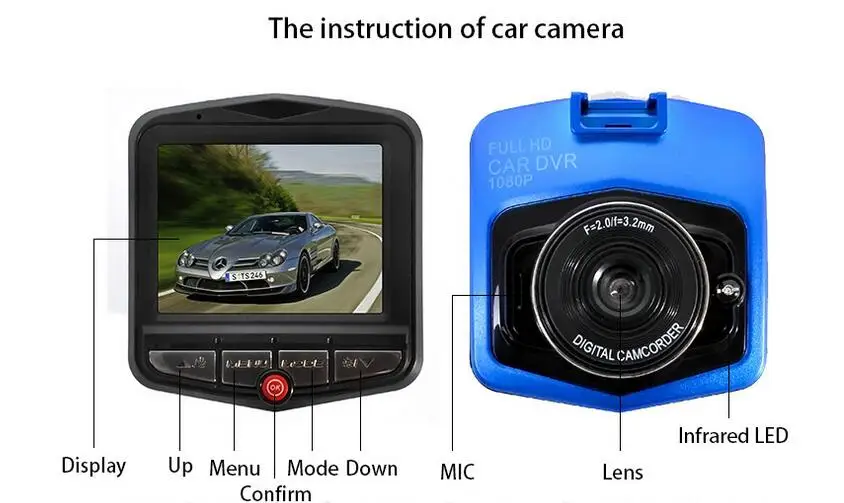 Мини Автомобильная dvr камера GT300 Dashcam видео регистратор рекордер g-сенсор ночного видения видеорегистратор не HD