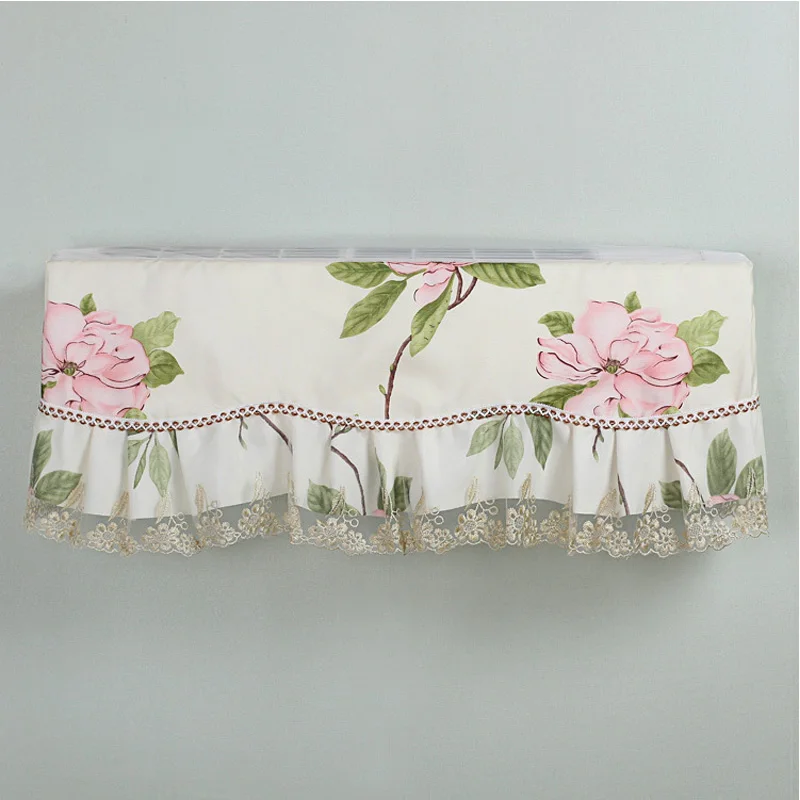 

SRYSJS Lace Hanging Air Conditioning Cover Romantic Flower Cleaning Dust Protecter Case Home Decor Work without Removing