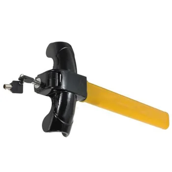 

ANTI THEFT CAR AUTO VAN SECURITY ROTARY STEERING CROOK WHEEL LOCK YELLOW