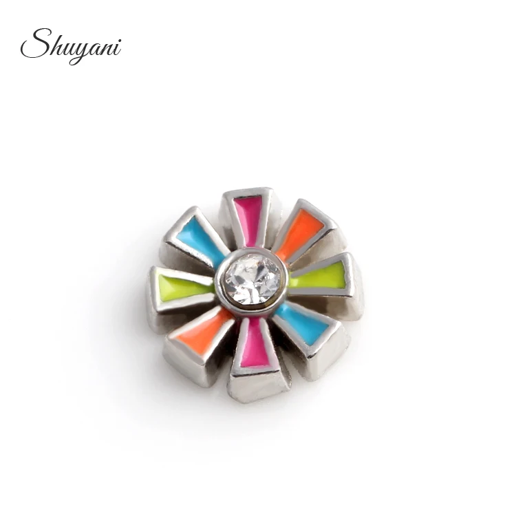 SHUYANI-20pcs-lot-Alloy-Enamel-Colorful-Crystal-Daisy-Flower-Floating-Locket-Charms-fits-Living-Memory-Locket
