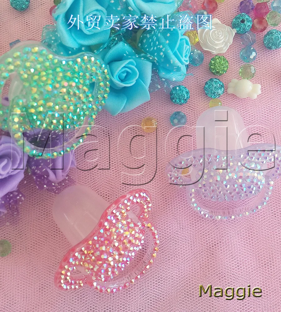 

Free Shipping 3piece candy rhinestone Baby girl Pacifier Maternity Child Teething bling Pacifier Orthodontic Soother BPA 0% 3M+