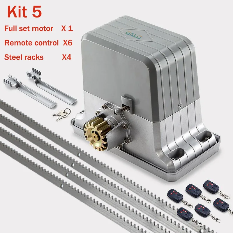 Сверхмощный жилой шестерни системы электрические раздвижные ворота открывалка/раздвижные двери мотор с 4 м стальные стойки ktyfobs комплект опционально - Цвет: kit 5