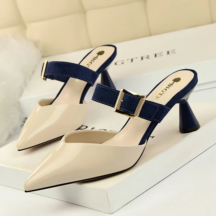 

women shoes high heels pumps Fashion coarse-heeled belt buckle mary jane shoes block ladies shoes mary jane shoes kitten heels