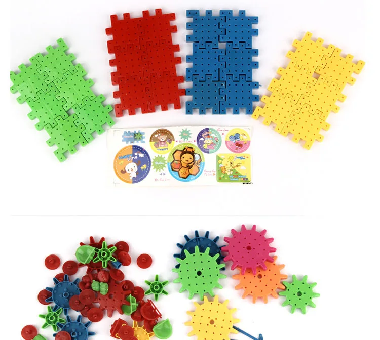 Конструктор шестерёнки 81 шт. электрические магические шестерни строительные блоки 3D DIY Пластиковые забавные развивающие мозаичные игрушки для детей Детские конструкторы хобби