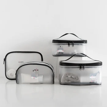 

4Pcs/Set PVC Waterproof Wash Pouch Women Transparent Cosmetic Bag Makeup Box Travel Clear Beauty Case Tote Accessories Supplies