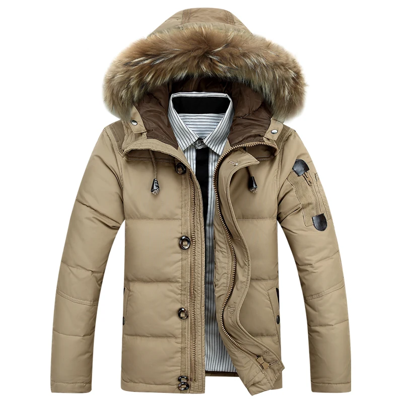2019 зимние Утепленные теплая куртка с капюшоном Мех животных пальто теплая одежда для мужчин утка теплая куртка s с капюшоном