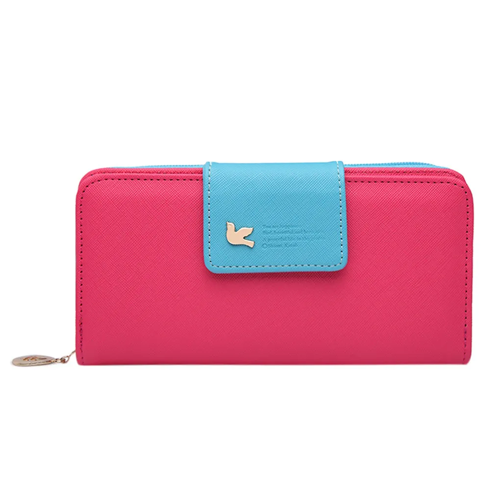 Hot Pink MOLAVE кошельки и держатели, Модный женский кошелек, новинка, длинный, модный, на молнии, с застежкой-молнией, цвет коллизии, портмоне, держатель для карт, сумки, 9403 - Цвет: Hot Pink