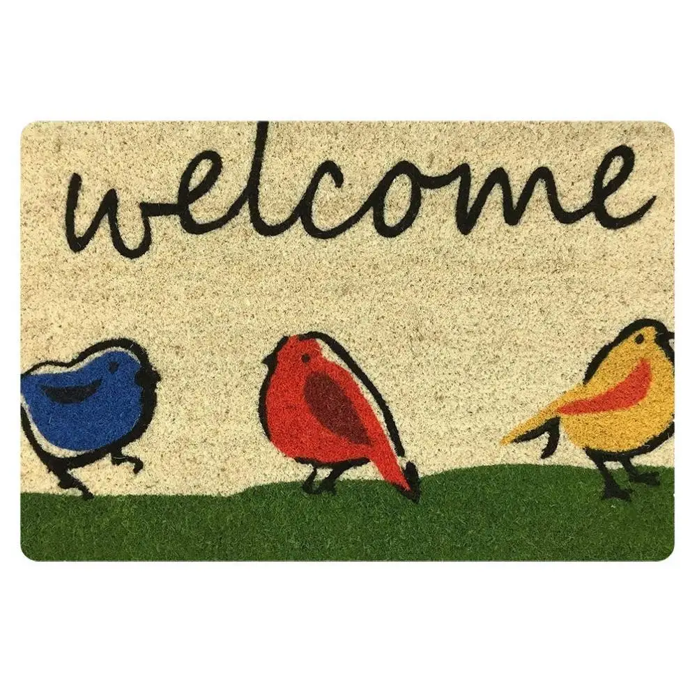 Creative Welcome Home Entrance Floor Rug Non-slip Doormat Kitchen Bathroom Mat Outdoor Floor Mat Lette Birds Funny Rubber
