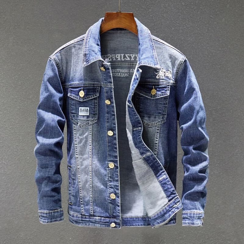 

2019 Spring Autumn Fashion Men's Denim Jackets Coats Men Cotton Jacket Mens 7 Colors Jean Jacket Outwear Male Cowboy Size 5XL