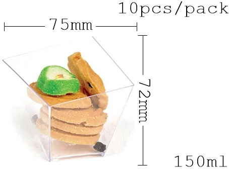 Акция-вечерние принадлежности для свадьбы, 55*35 мм/70 мл одноразовая пластиковая посуда прозрачная мини десертная квадратная миска, 10/упаковка - Цвет: Светло-серый