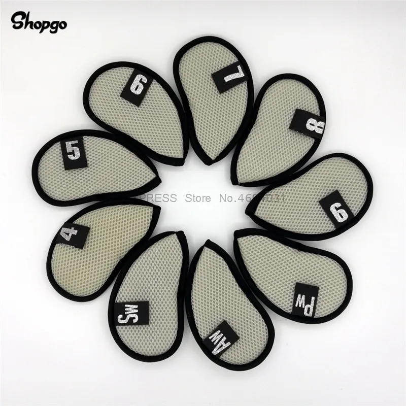 

SHOPGO Net Cloth Golf Headcovers With Numbers Marked Golf Irons Covers #4-9PAS Iron Complete Set 9Pcs/Lot Free Shipping