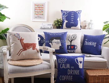 

Happy Hour Time Home Decor cushion Different Styles Deer Pattern Linen cotton pillow sofa cushions Throw Pillow Free Shipping