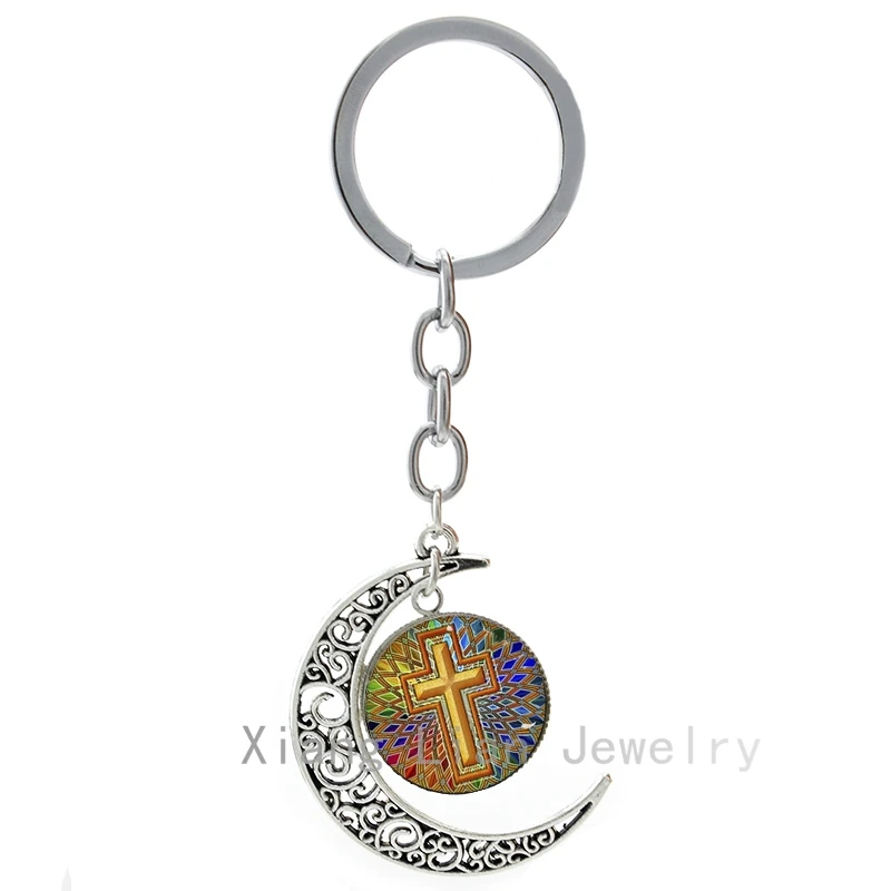 Trendy colored Decorative Cross keychain popular god Jesus Religious