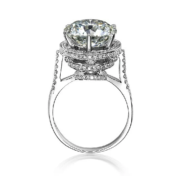 

Luxury 5CT Synthetic Diamonds Wedding Ring Pure White Gold 14Karat Fine Engagement Jewelry Top Quality Guarantee Last Forever