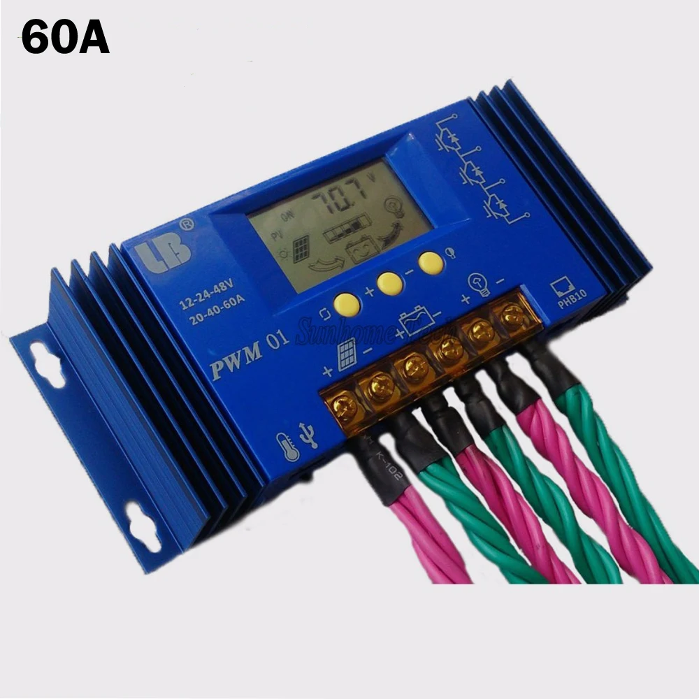 60A 24V Solar Controller 48V panel Battery Charge Controller Solar Home