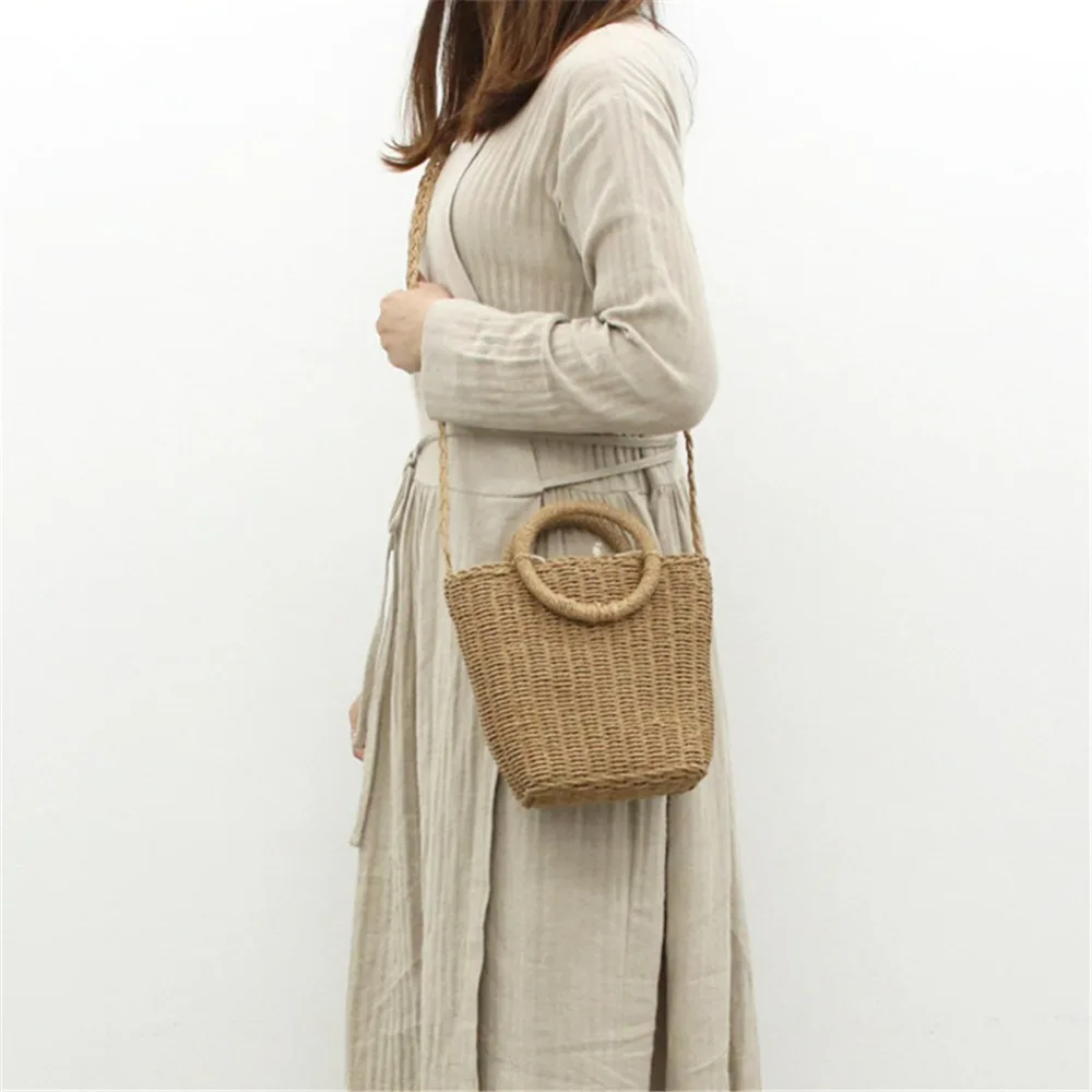 

Bohemian Style Fashionable Handmade Handbag Simple Natural Straw Bag Crossbody Woven Beach Bag For Women Brand New
