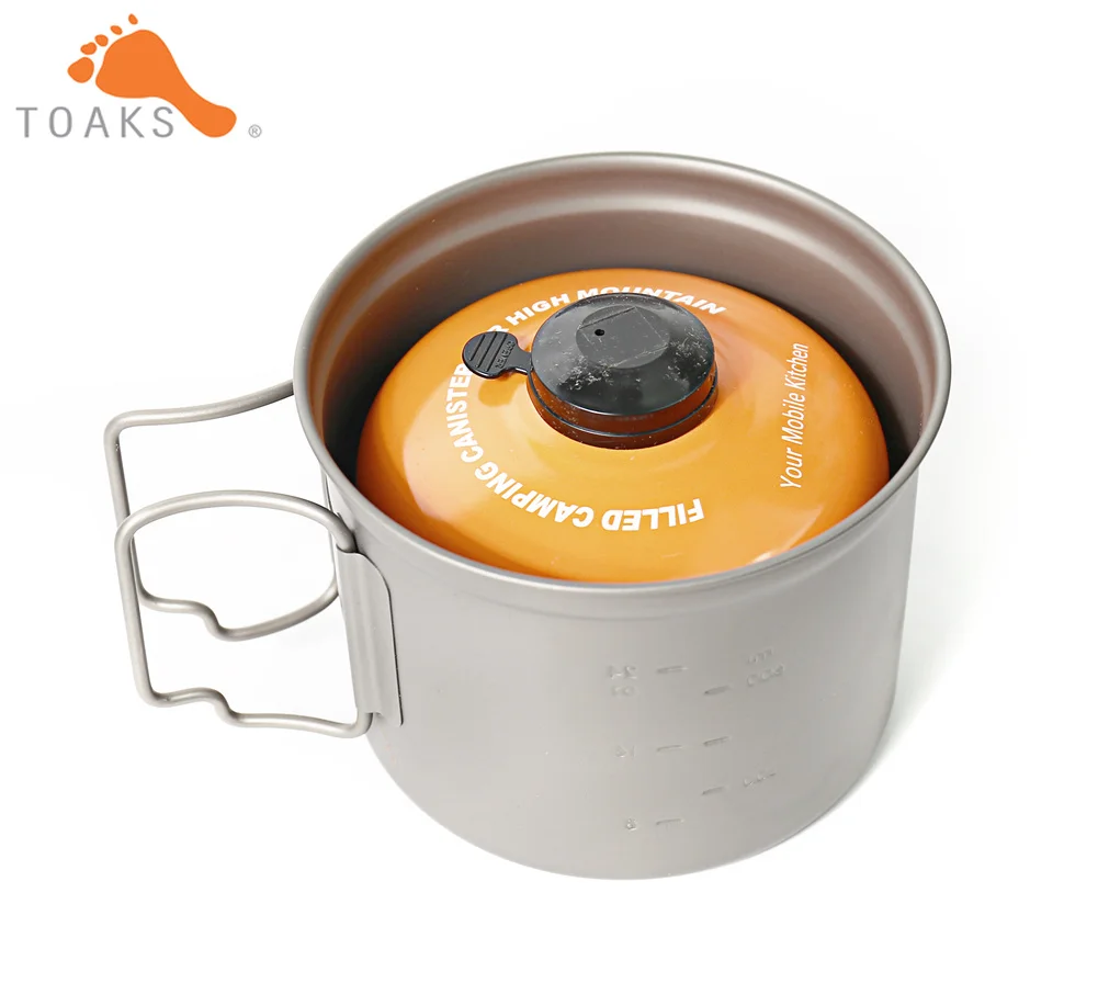 TOAKS POT-900-D115 titanio puro taza ultraligero al aire libre taza con tapa y mango plegable Camping utensilios 900 ml 124G
