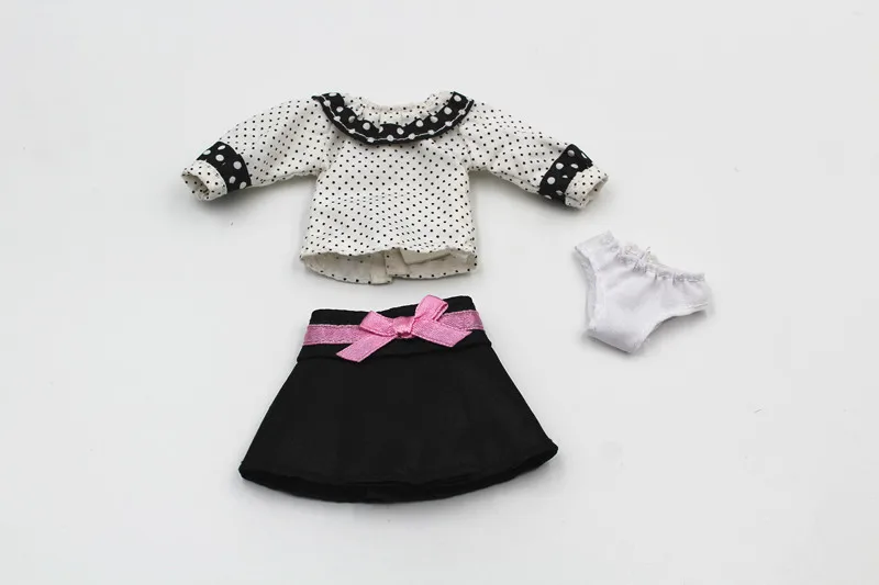 Рубашка Blygirl Blyth doll черная короткая юбка белое нижнее белье Повседневное платье
