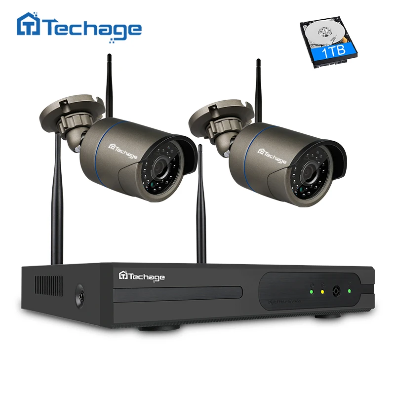 

Techage HD 720P 1080P 4CH Wireless CCTV System NVR Kit 2PCS Indoor Outdoor Security Wifi Camera Video Surveillance System Set