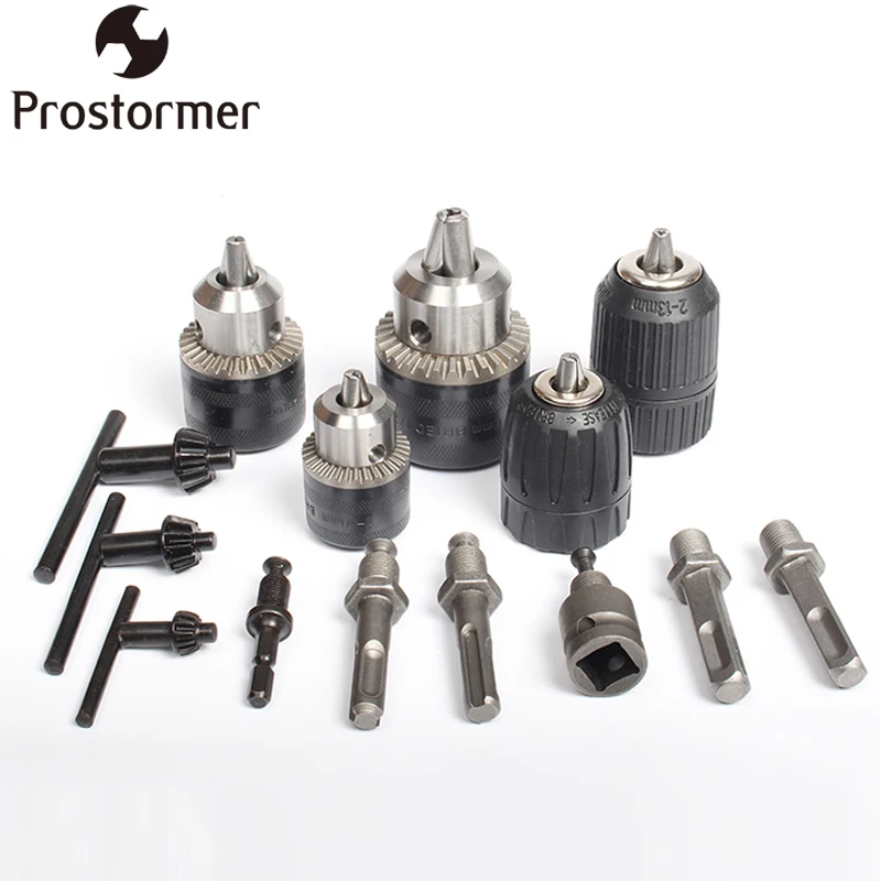 

PROSTORMER 1.5-13mm Impact Drill Mount Replacement Chuck Key Screwdriver Extension Hammer Chuck Adapater Power Tool Accessory