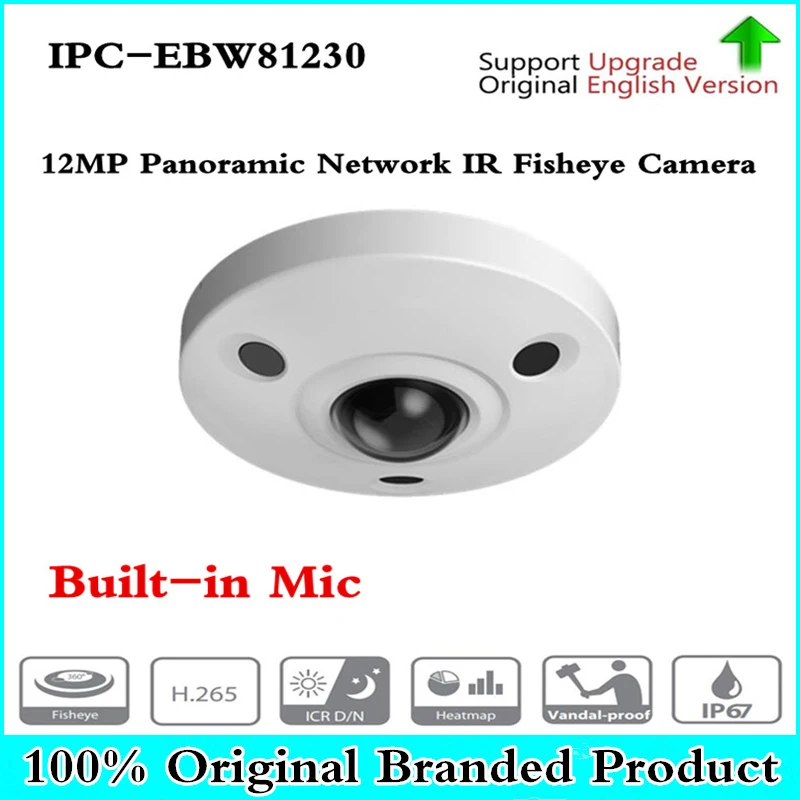 

Original DH English IPC-EBW81230 12MP Ultra Panoramic IR Network Fisheye Camera IP67 with POE Without Logo replace IPC-EBW81200