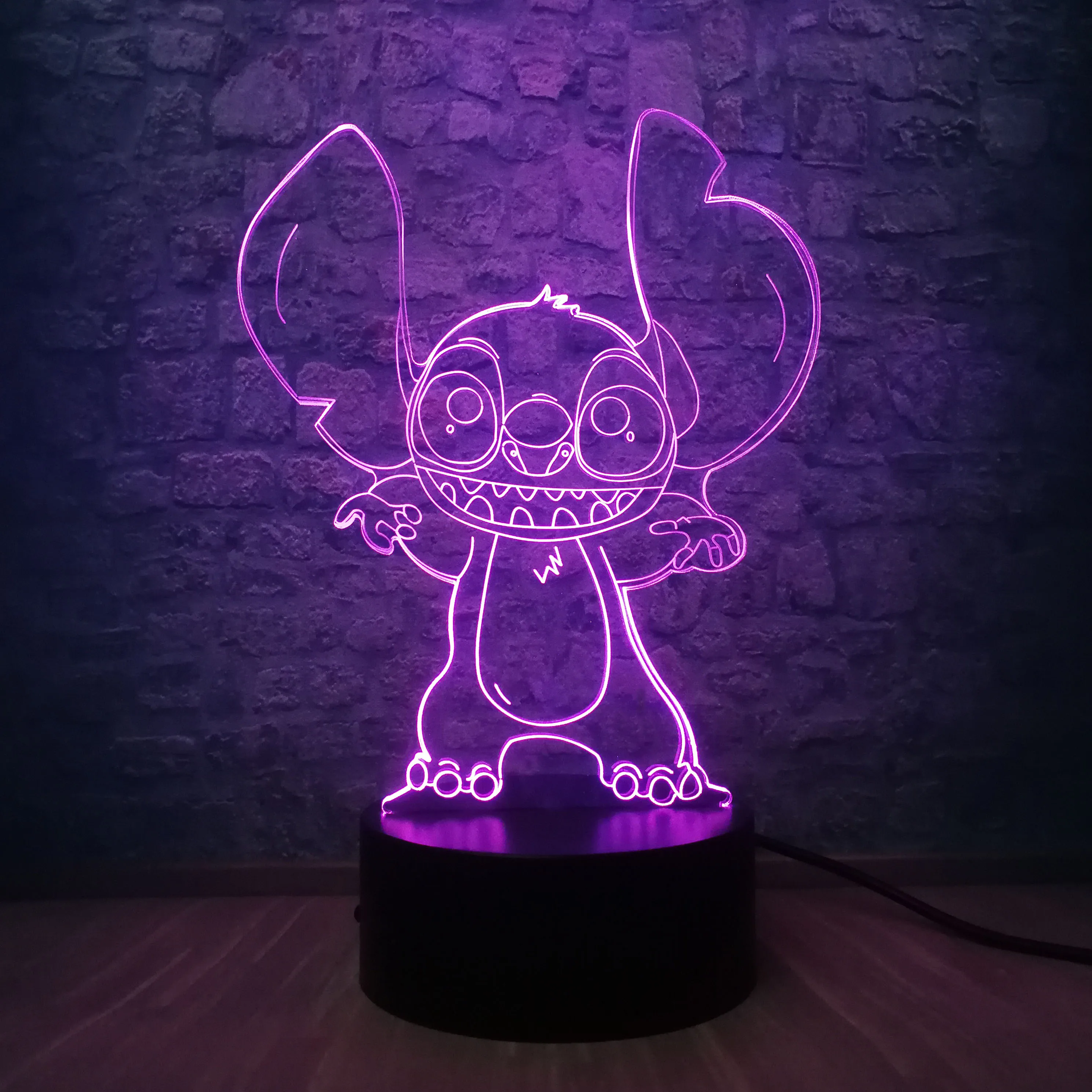 Мультяшный кавайный стежок 3D светодиодный Ночной светильник RGB ing 7 цветов