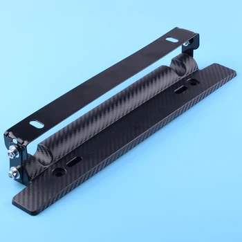

beler Car Adjustable Carbon Fiber Texture Universal Front Bumper License Plate Holder Mount Bracket