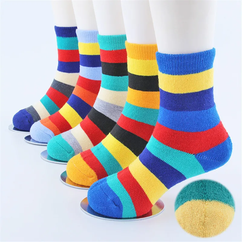 

socks Rainbow children's terry socks Autumn and winter cotton socks thick warm children's socks 10 pairs