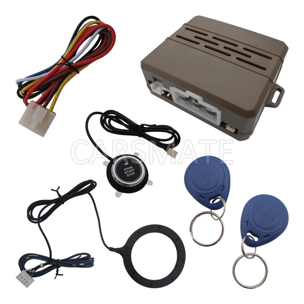 

Universal RFID Car Alarm System With Finger Touch Engine Start Stop Push Button And 2 Immobilizer Transponders Quickly Shipping