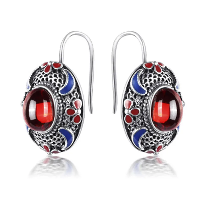 Женские серьги с гранатом BESTLYBUY винтажные элегантные ювелирные украшения из