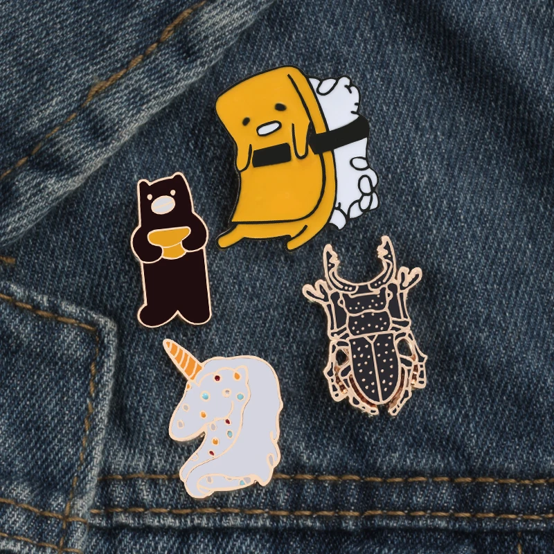 

Animal Badges Cartoon Unicorn Bear Yellow Dog Insect Comic Brooches Metal Enamel Pins Jackets Button Lapel Pin Jewelry Kid Gifts