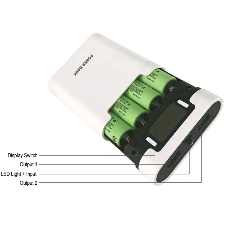 

Dual USB LCD Anti-reverse Portable Power Bank Box 4x 18650 DIY Display Battery Charger 5V 2A Powerbank Case