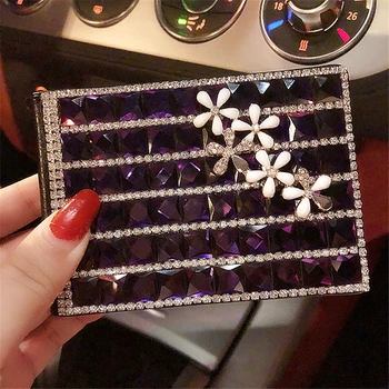 

Fashion Hot Sale Crystal Diamond Rhinestone Women Driver License Card Holder Leather Diamante Flower Daisy Driver License