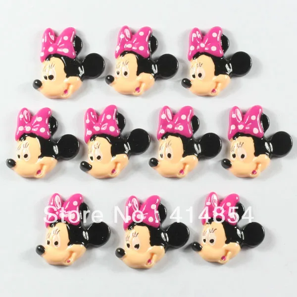 Wlesale 15pcs Cute Minnie Mouse Hot Pink Bow Resin Flatbacks ...