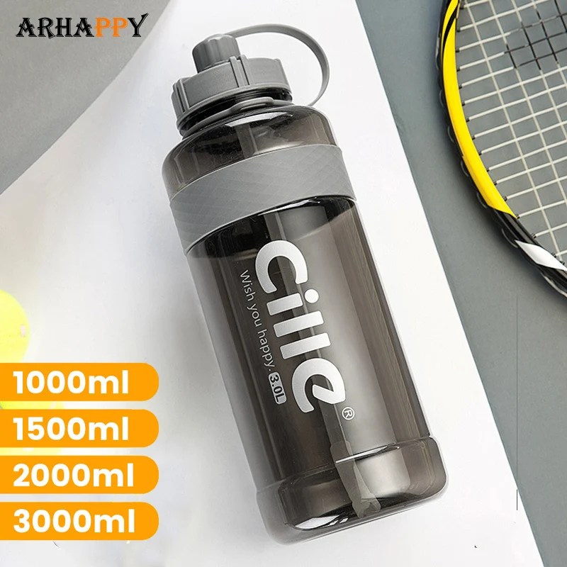 

Brand 1000 ml 2000ml Sport Drinking Water Bottle with Straw BPA Free Large Capacity Plastic Water Drinking Bottle for Water 1L