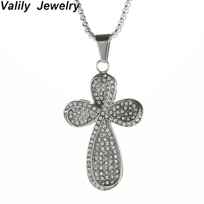 

EdgLifU Women's Austrian Crystal Clover Necklace Stainless Steel Fashion Lucky Four Leaf Clover Charm Pendant Necklace