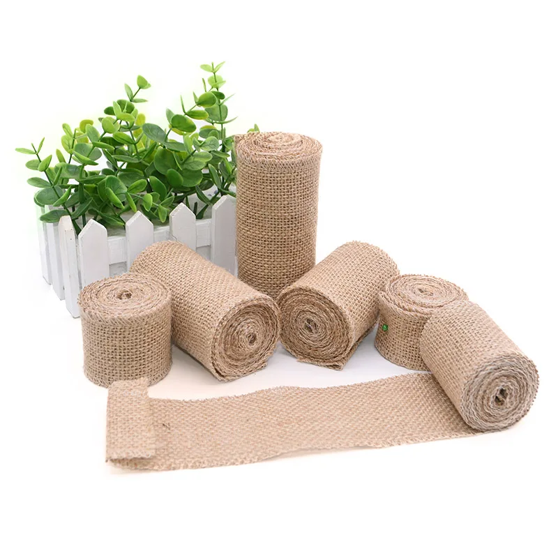 2 Meters Jute Burlap Hessian Rolls Rustic Vintage DIY Ornament Burlap Home Decor Birthday Wedding Party Christmas Decoration