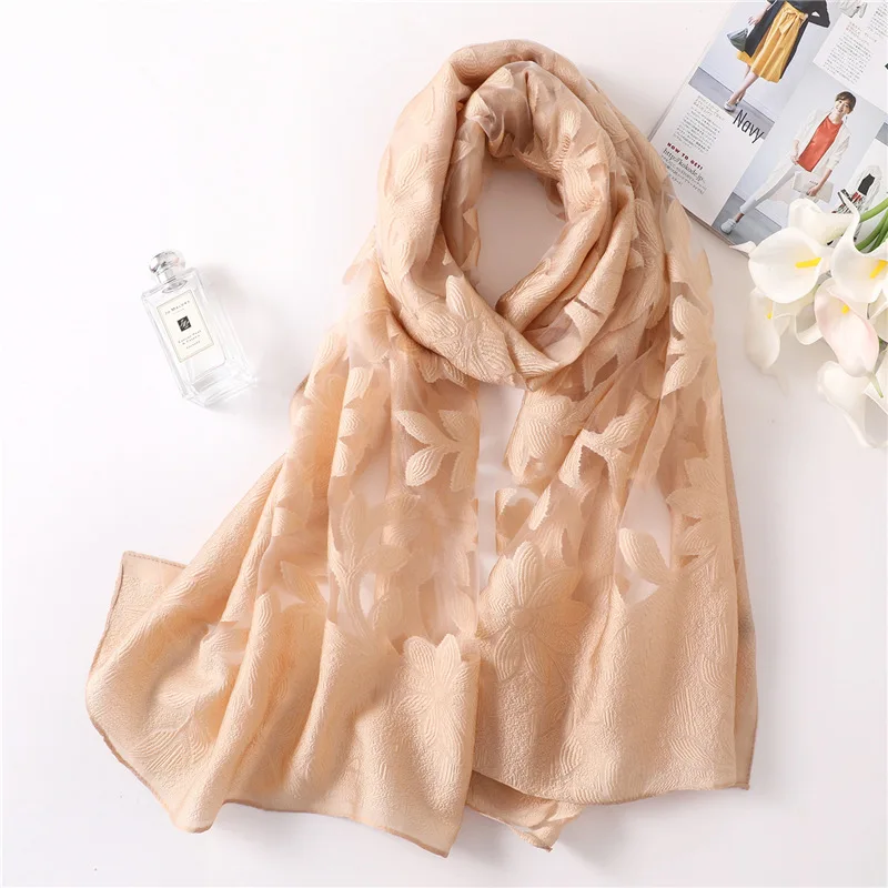 2018 New Silk Scarf for Women Scarves Ladies Soft Wool Shawls and Wraps Female Pashmina Bandana Beach Stole Hijab Scarf Foulard